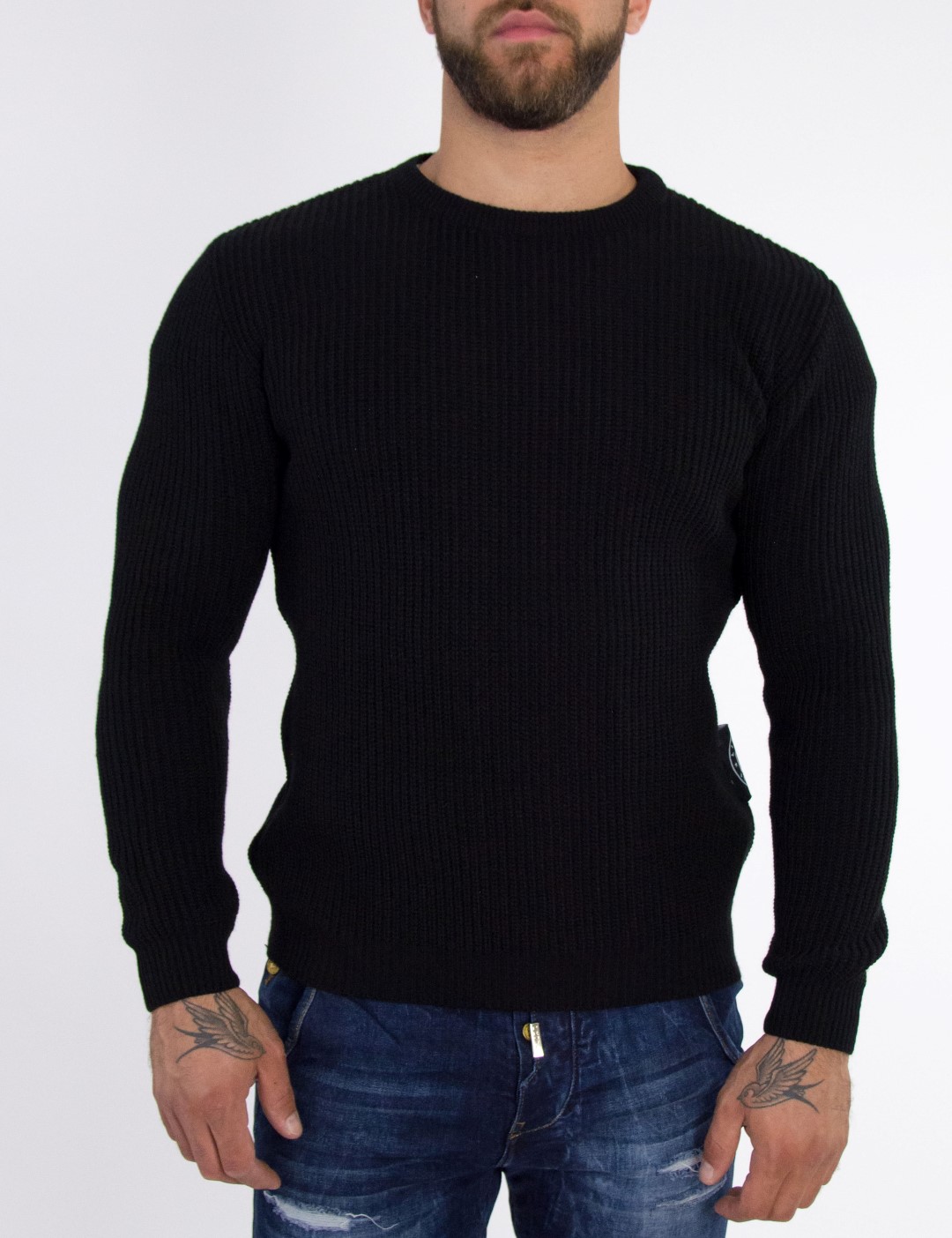 Ανδρικό μαύρο πλεκτό πουλόβερ Limit21 190319